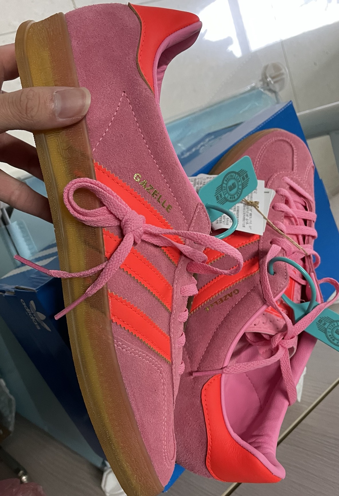 custom review-Adidas Originals GAZELLE INDOOR Обувь Устойчивая к истиранию Низкий Топ Скейтборд Кроссовки Женские Розовые