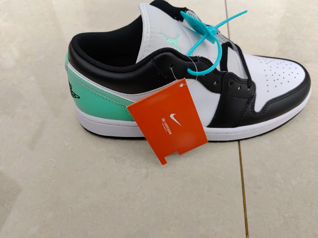 custom review-Jordan Air Jordan 1 LOW Устойчивый к истиранию Низкий Топ Винтажные баскетбольные кроссовки Мужской Белый Зеленый