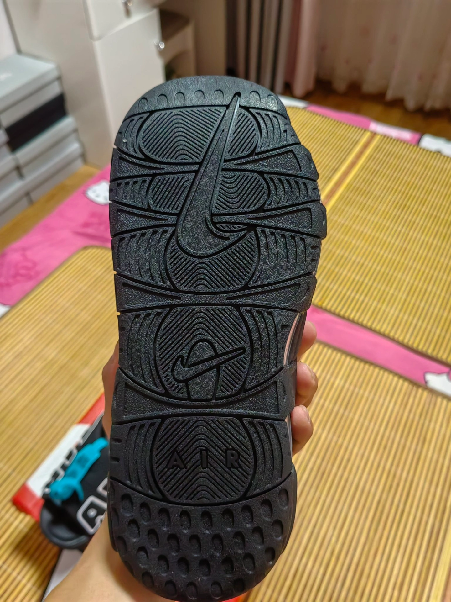 custom review-Nike Air More Uptempo Slip Resistant Abrasion Resistant Слипоны Мужской Черный