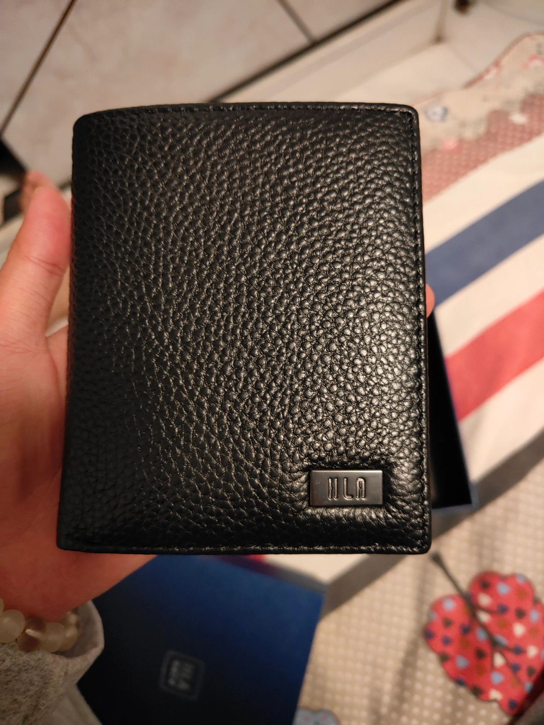 custom review-HLA Коровья кожа Складной Универсальный Кошелек Унисекс Черный