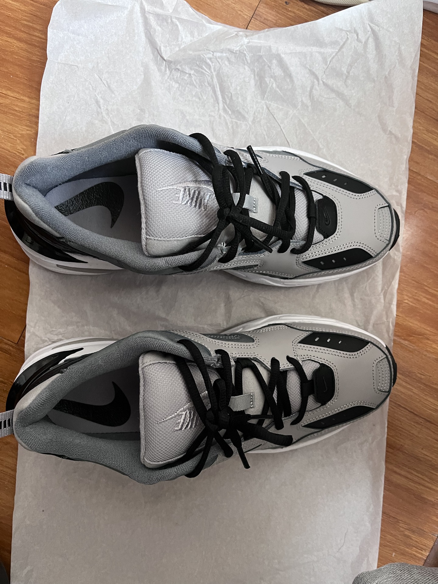 custom review-Nike M2K Tekno Устойчивые к истиранию Низкие кеды Унисекс Серый Черный