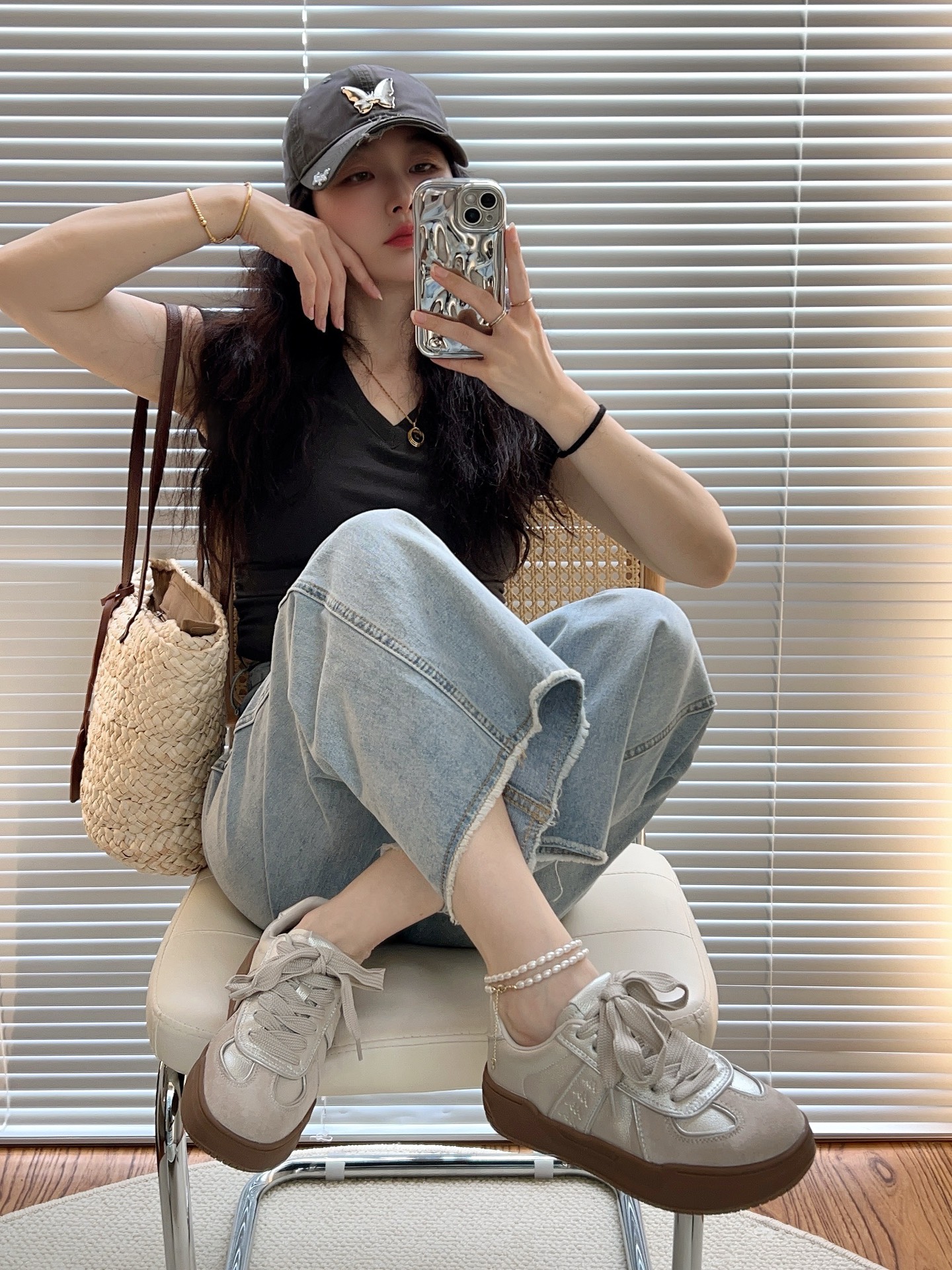 气质又时髦 银色板鞋真的时髦精本精