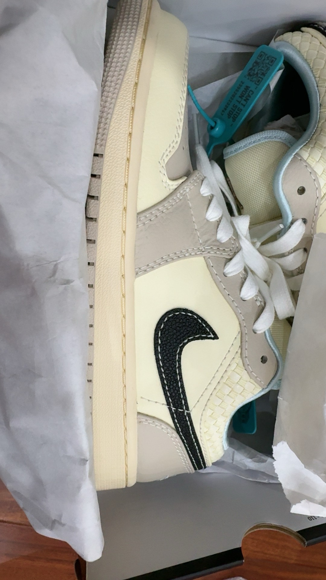 custom review-Jordan Air Jordan 1 Устойчивые к истиранию Низкие Топы Винтажные Баскетбольные Кроссовки Женские Бежево-Коричневые