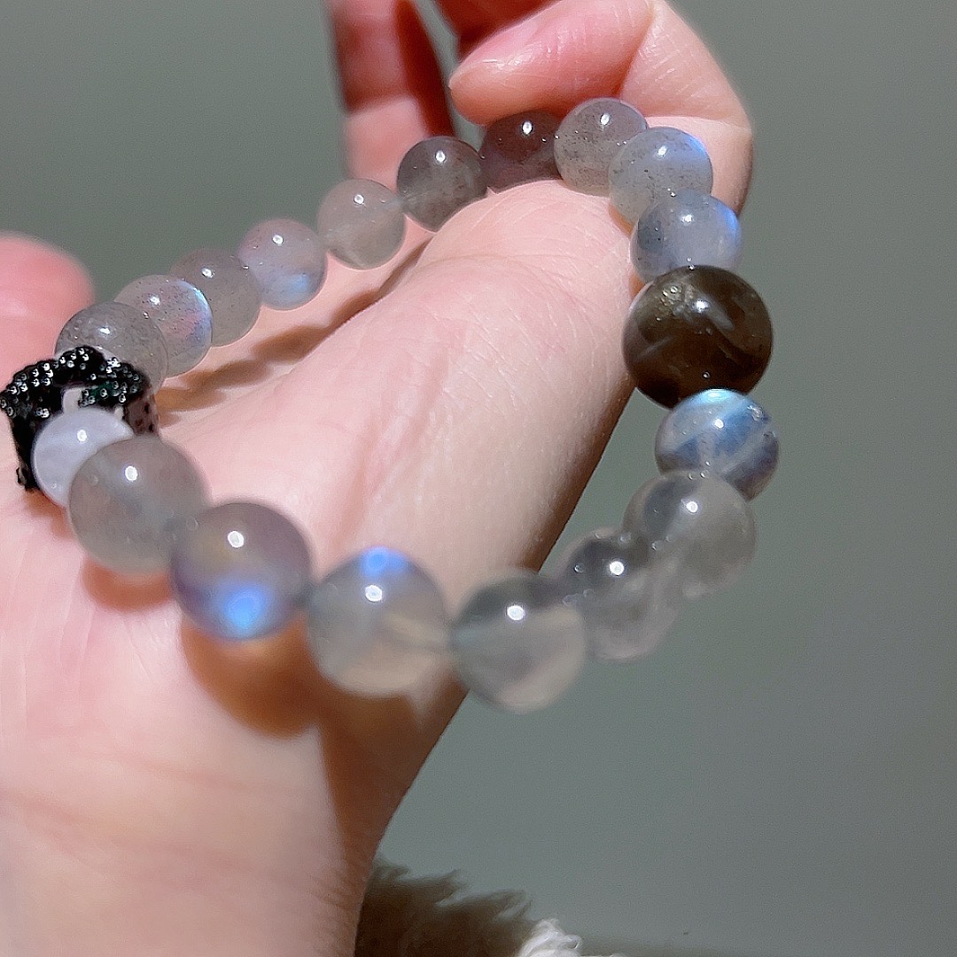 银灰流霞～高级灰月光石手串