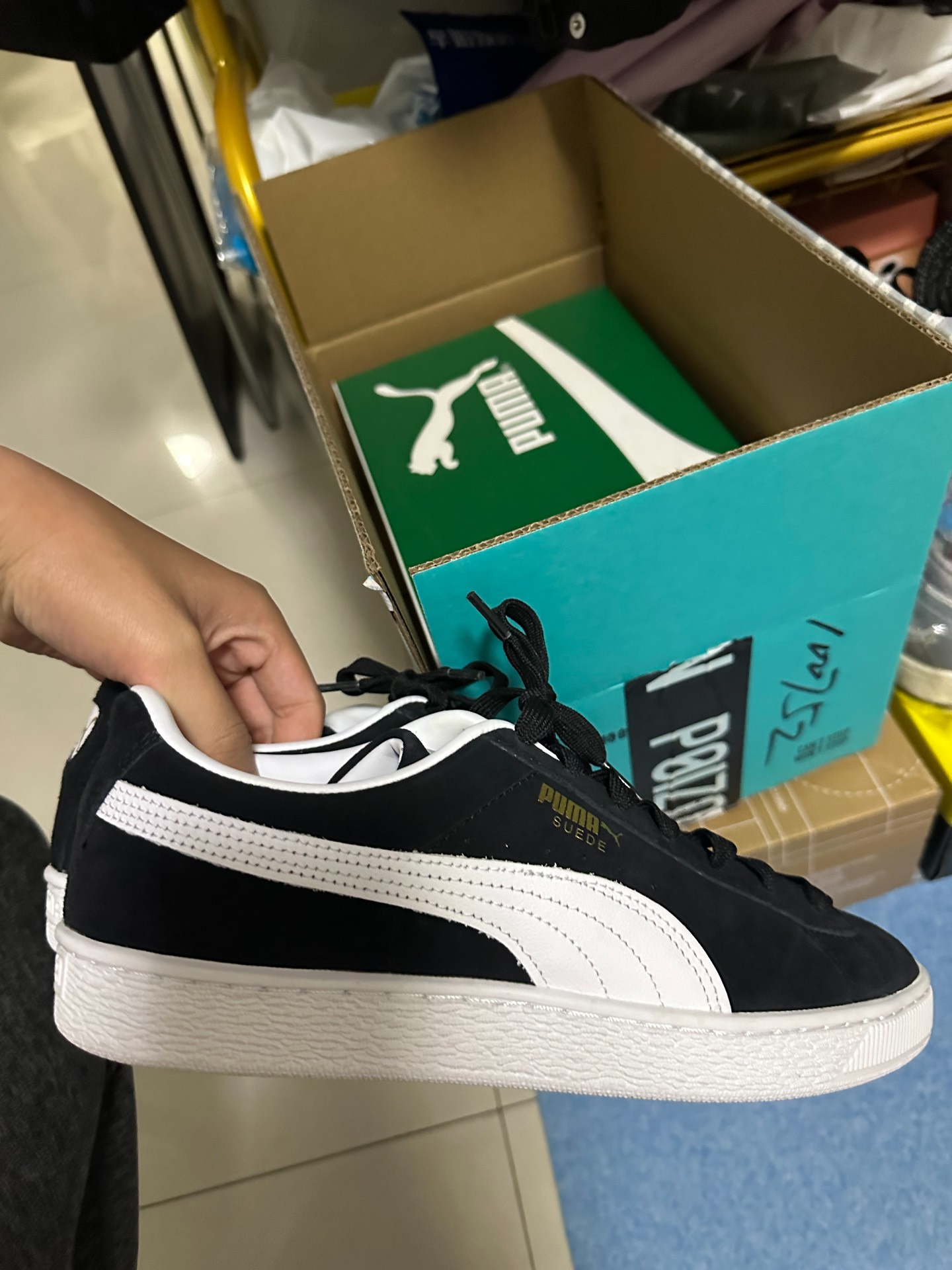 custom review-PUMA Suede Classic Амортизация Устойчивый к истиранию Дышащий Низкий Топ Беговые кроссовки Унисекс Черный Белый