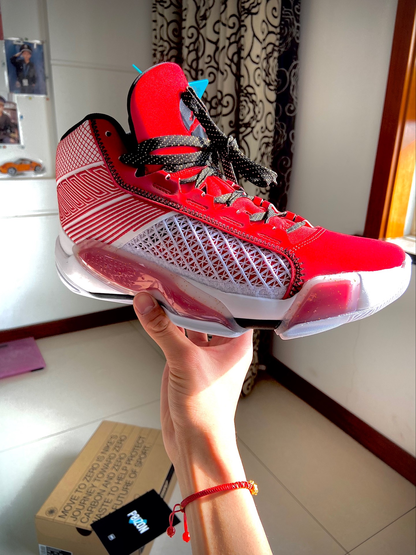 custom review-Jordan Air Джордан 38 Противоскользящие Высокие Баскетбольные Кроссовки Мужские Красные Белые Азиатская Версия