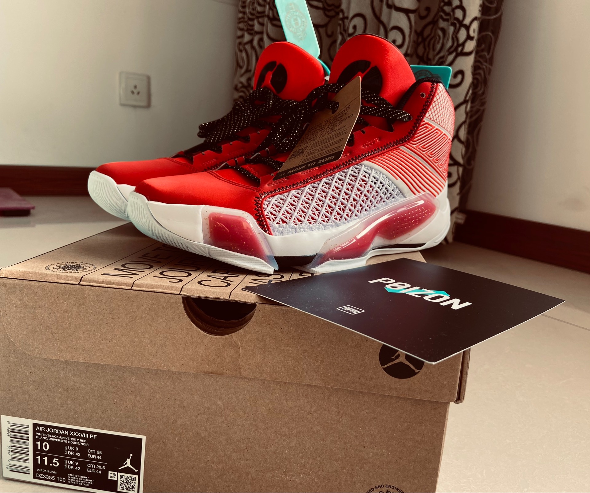 custom review-Jordan Air Джордан 38 Противоскользящие Высокие Баскетбольные Кроссовки Мужские Красные Белые Азиатская Версия