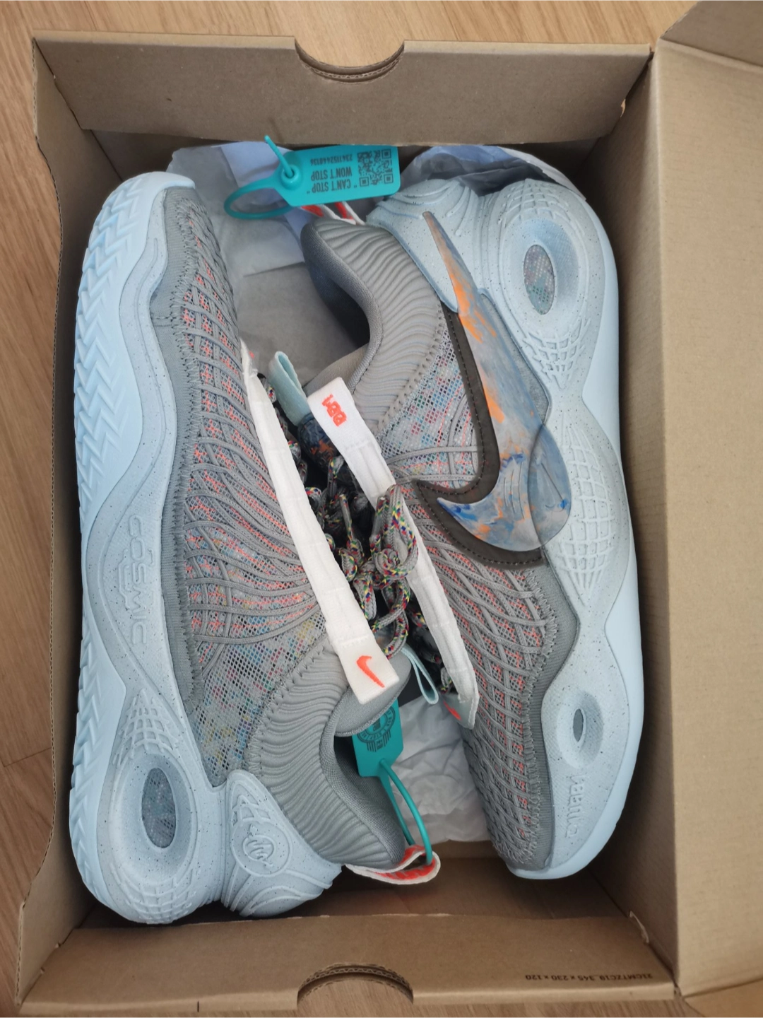 custom review-Nike Cosmic Unity 1 'Space Hippie' Низкие Баскетбольные Кроссовки для Игры Мужские Серый Синий Азиатская Версия