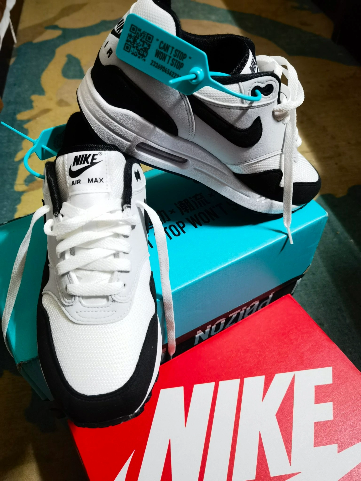 custom review-Nike Air Max 1 Low Топ Casual Мужской Белый Серый Черный