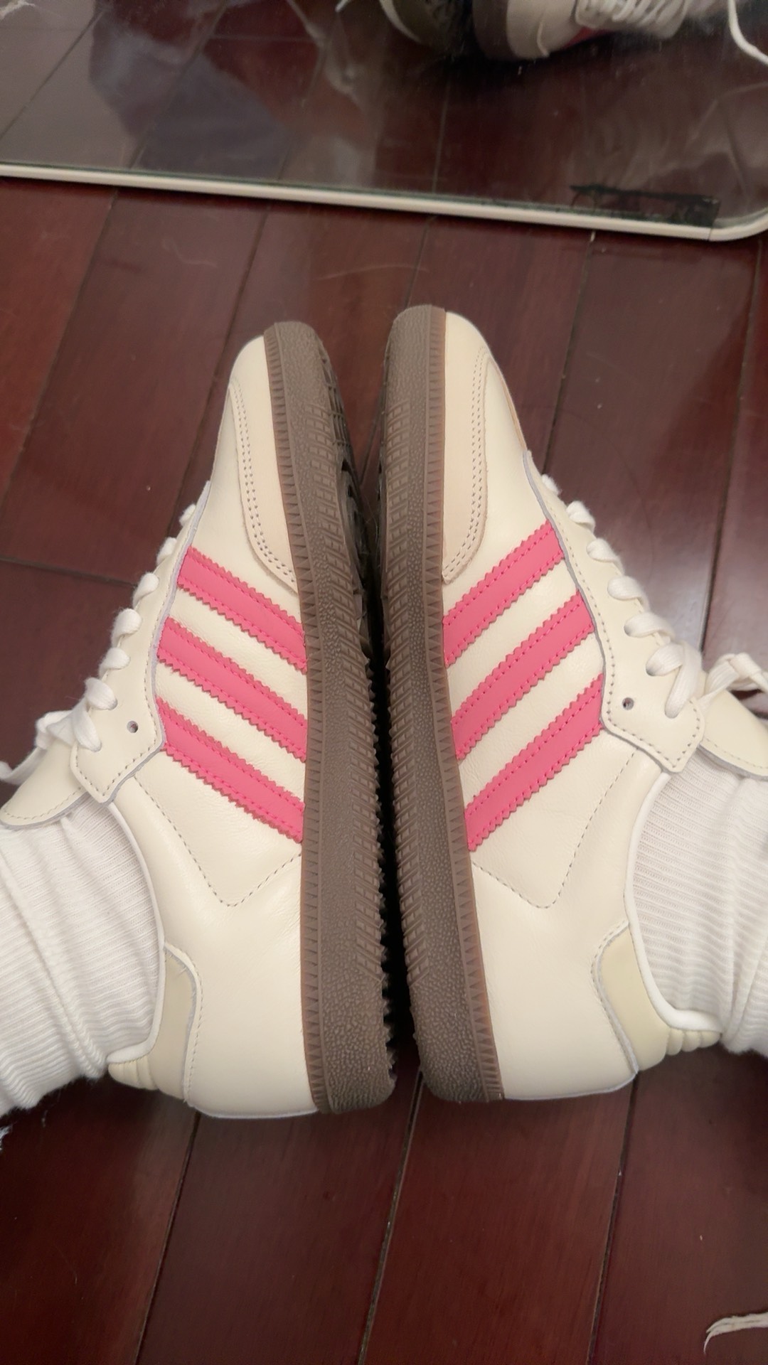 custom review-Adidas Originals SAMBA OG Устойчивые к истиранию Низкие Кроссовки для скейтбординга Женские Бежевый Белый Розовый