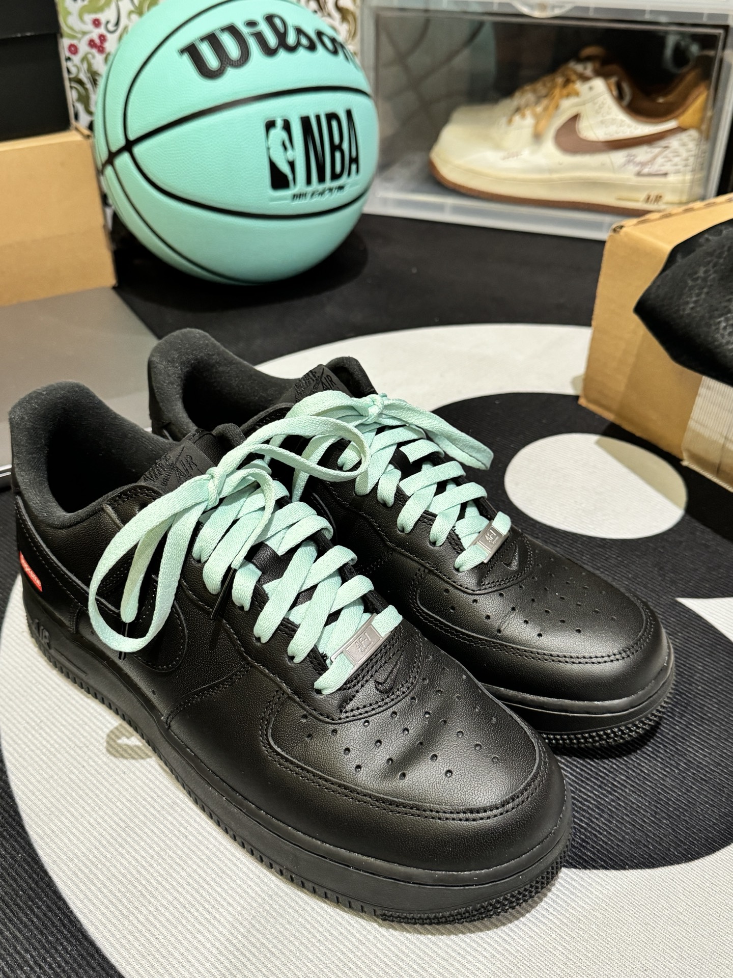 custom review-Supreme x Nike Air Force 1 BOX LOGO Low Скейтборд Кроссовки Унисекс Черный