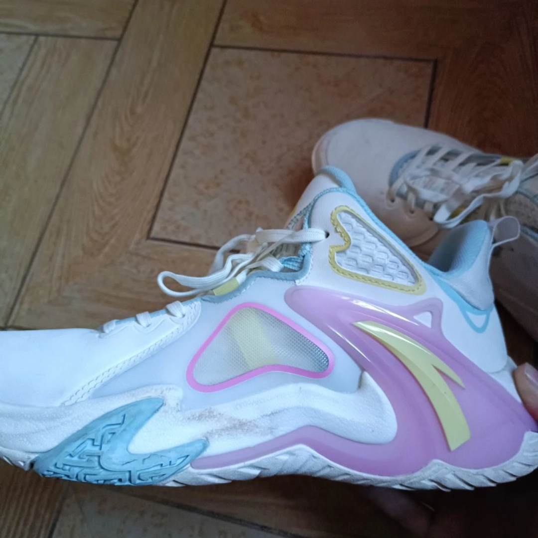 custom review-Anta Airspace 4 Anti Slip Wear Resistant Low Top Basketball Shoes Men
s White Blue Pink