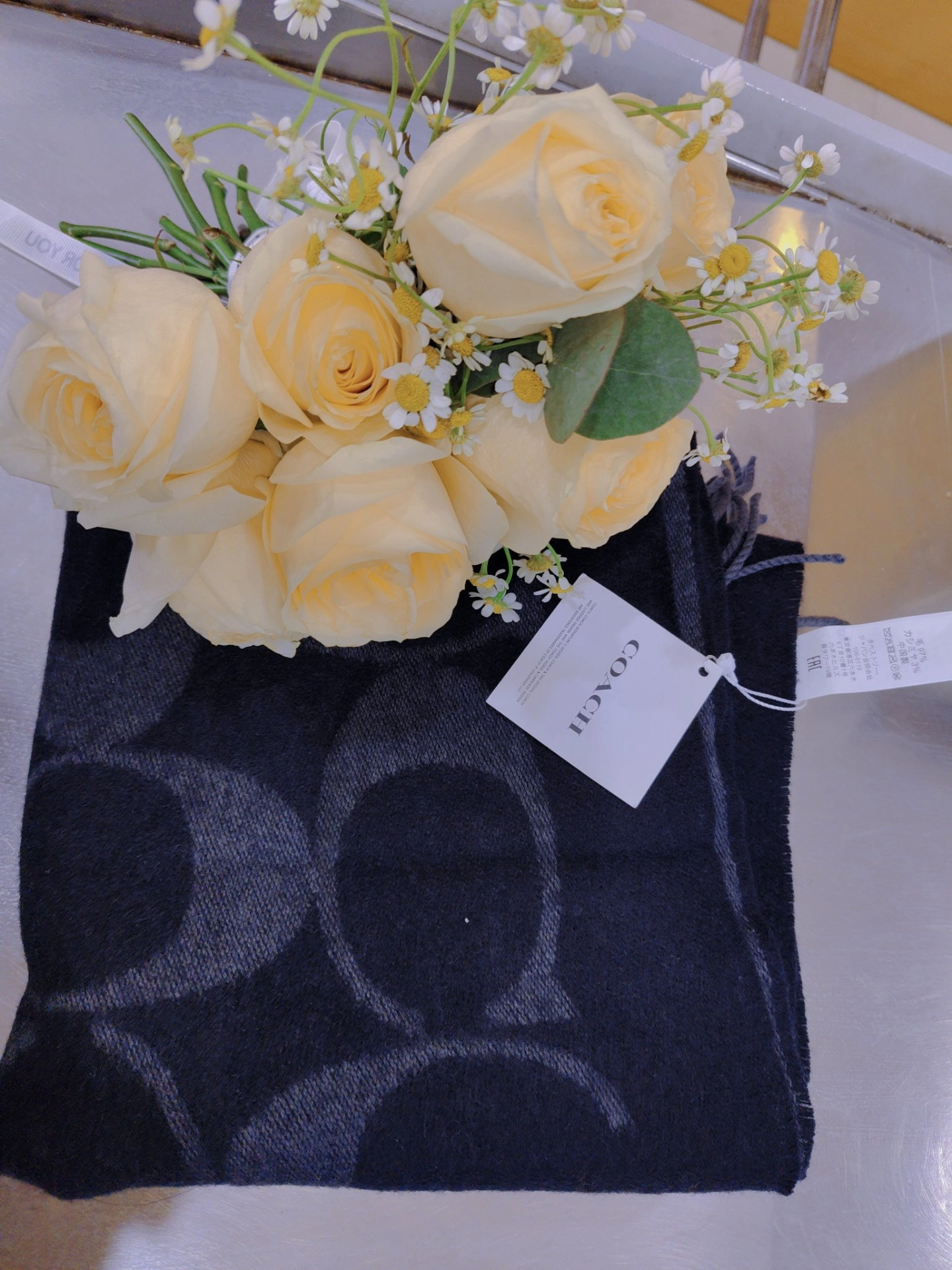 custom review-COACH Шарфы из овечьей шерсти вязаные Унисекс Черный