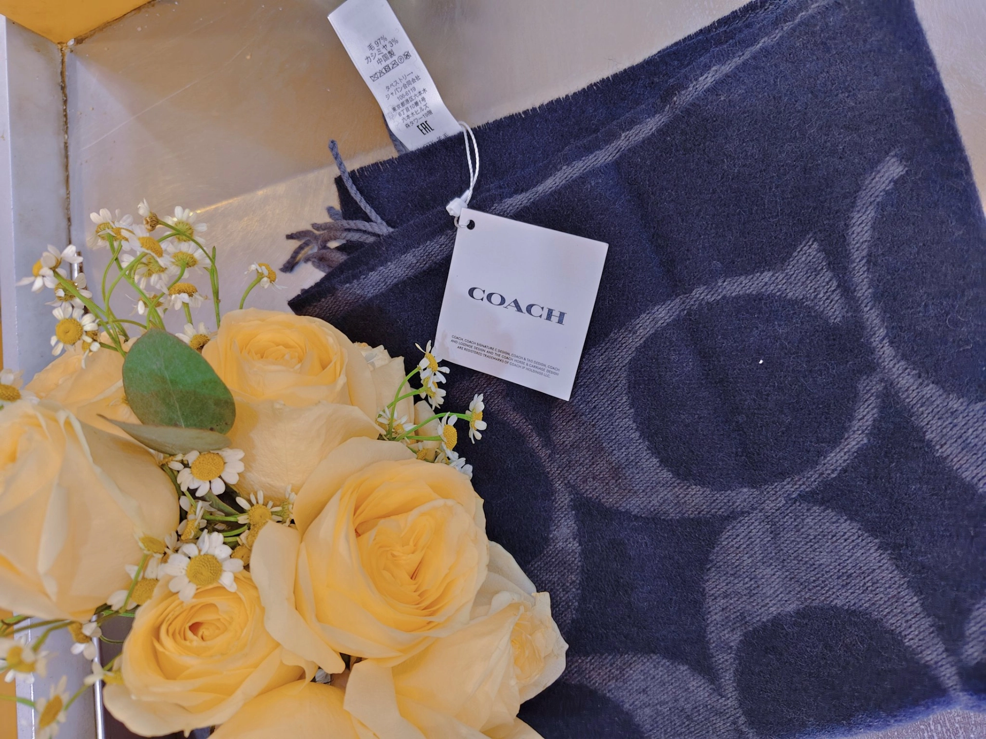 custom review-COACH Шарфы из овечьей шерсти вязаные Унисекс Черный