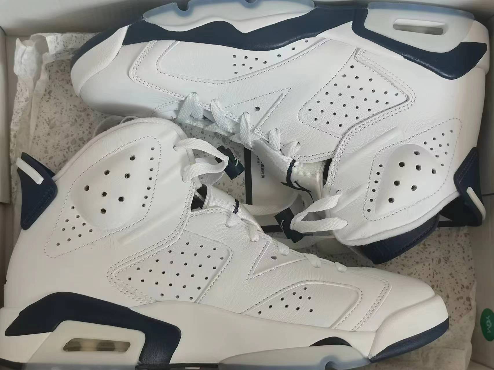 custom review-Jordan Air Jordan 6 Retro 'Midnight Blue' High Top Винтажные баскетбольные кроссовки Унисекс Белый Синий Midnight Blue