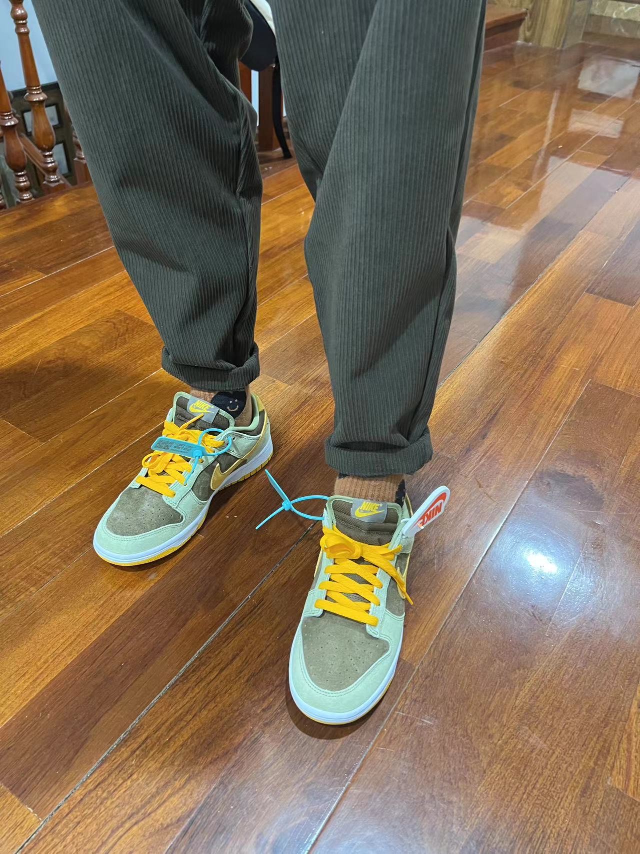 custom review-Nike Dunk Low Топ Скейтборд Кроссовки Унисекс Зеленый Оранжевый Коричневый