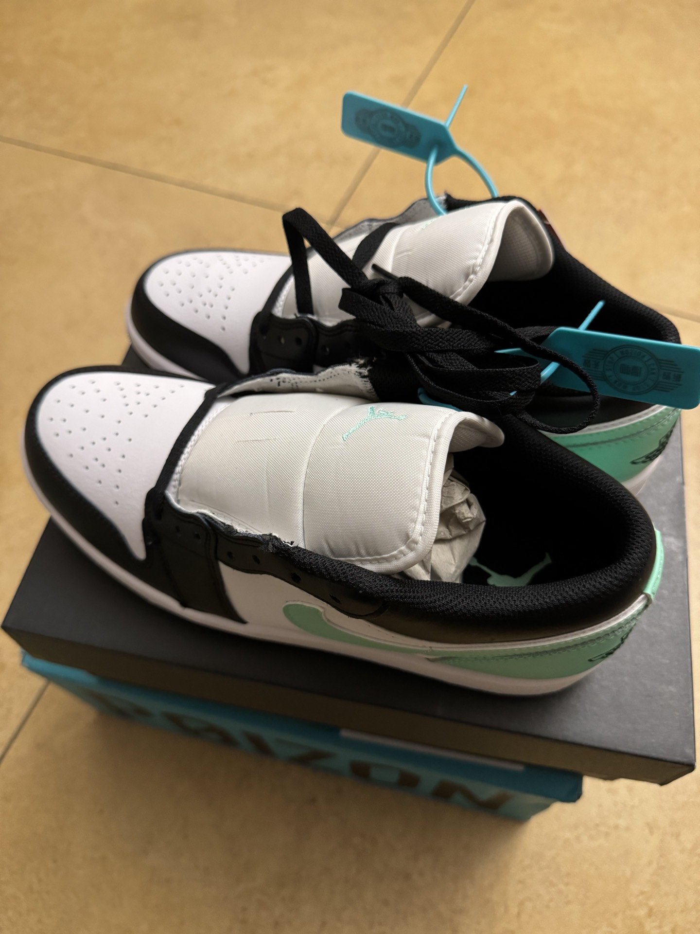 custom review-Jordan Air Jordan 1 LOW Устойчивый к истиранию Низкий Топ Винтажные баскетбольные кроссовки Мужской Белый Зеленый