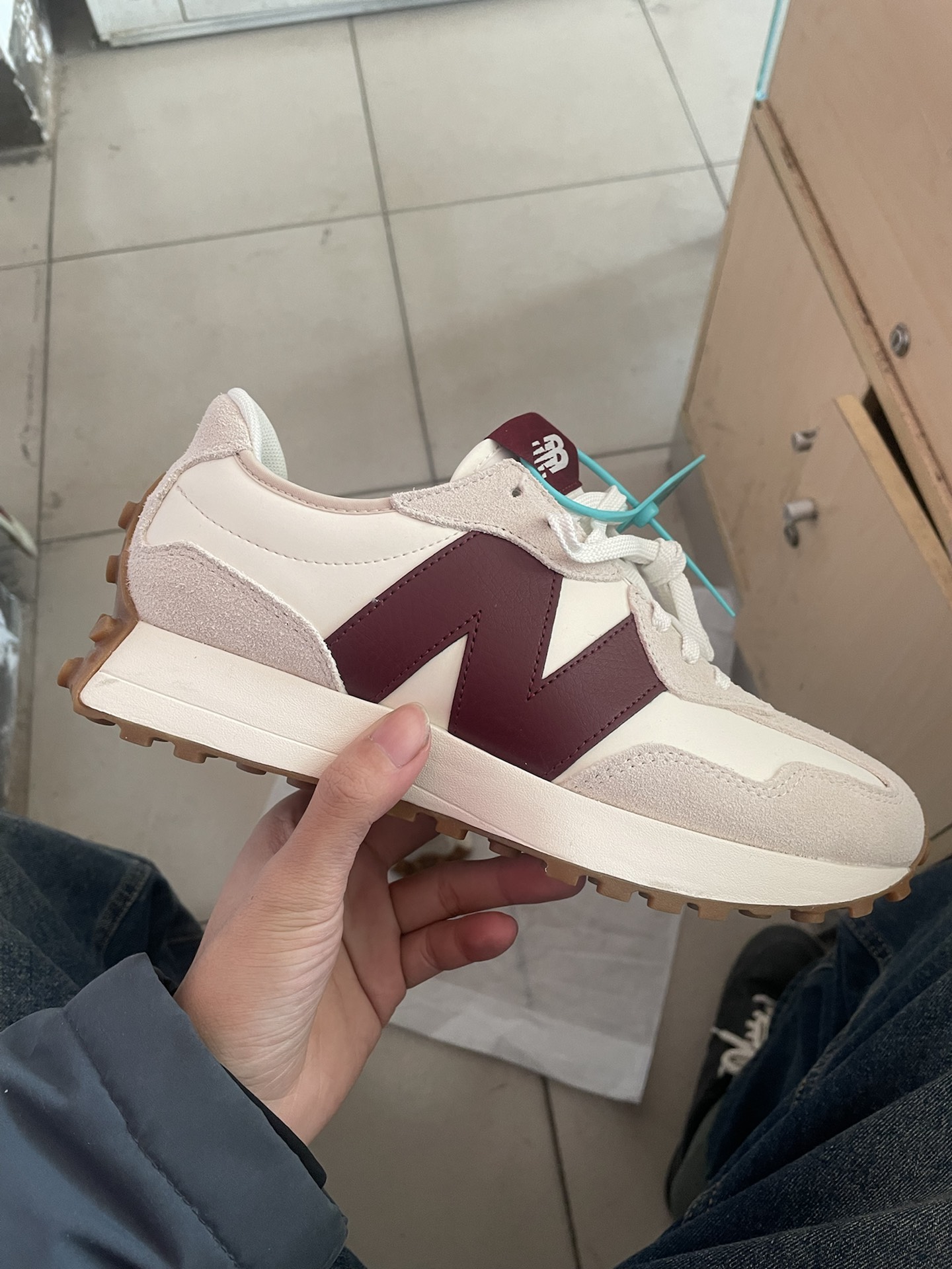 custom review-New Balance 327 'White Dark Red' Women's