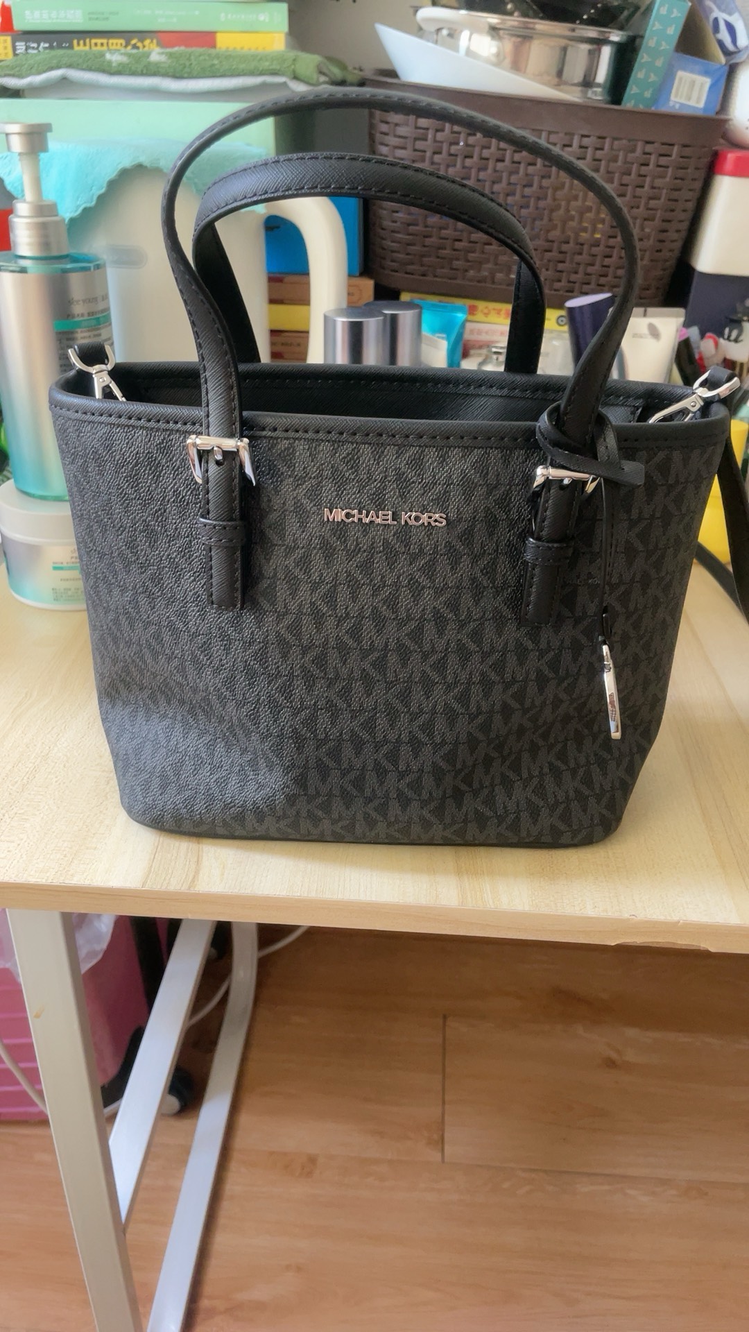 custom review-MICHAEL KORS Jet Set PVC Тоут Сумка Сумка для покупок Сумка Сумка через плечо Сумка через плечо Мини Женская Черная