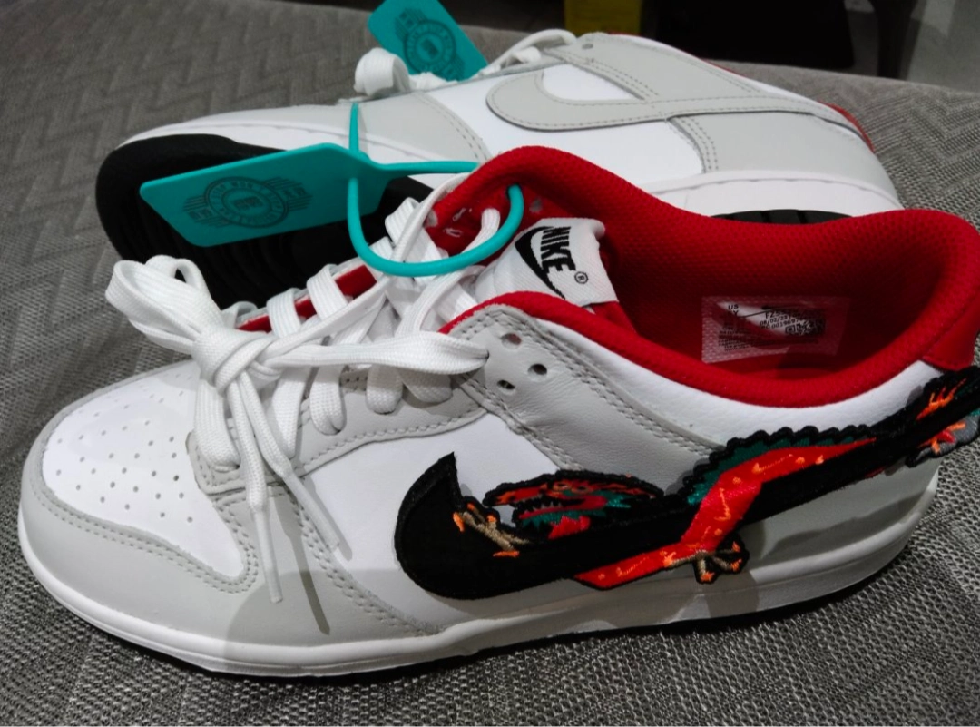 custom review-Nike Dunk 'Год дракона' Slip-resistant Low Top Детские Скейтбординги Серый