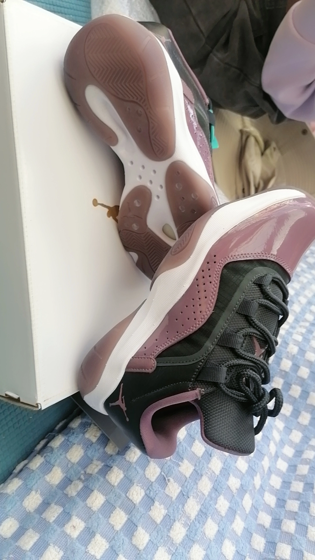 custom review-Jordan Air Jordan 11 Low Топ Винтажные Баскетбольные Кроссовки Женские Черный Фиолетовый