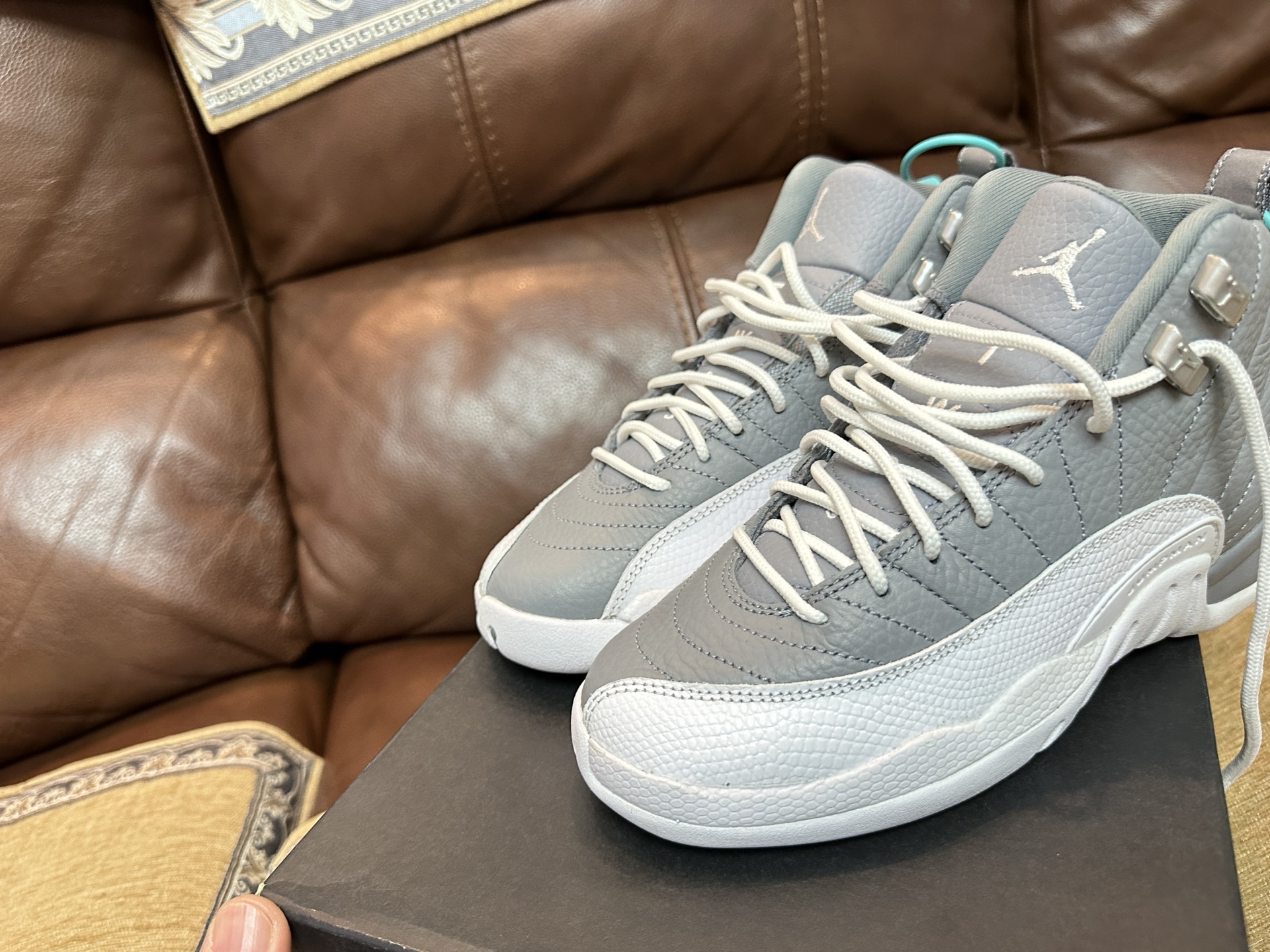 custom review-Jordan Air Джордан 12 Ретро Высокие Детские Баскетбольные Кроссовки Синие Белые