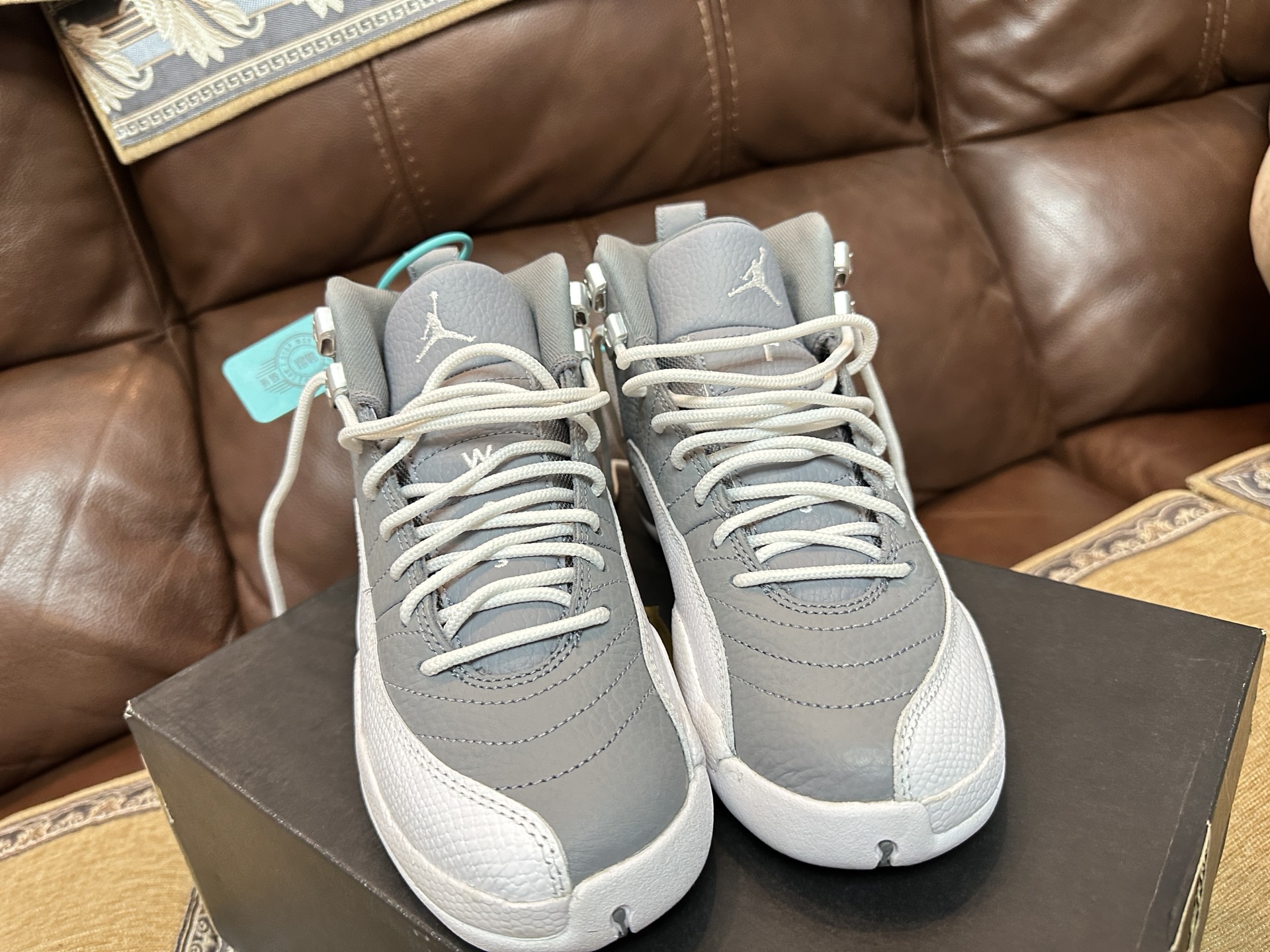 custom review-Jordan Air Джордан 12 Ретро Высокие Детские Баскетбольные Кроссовки Синие Белые