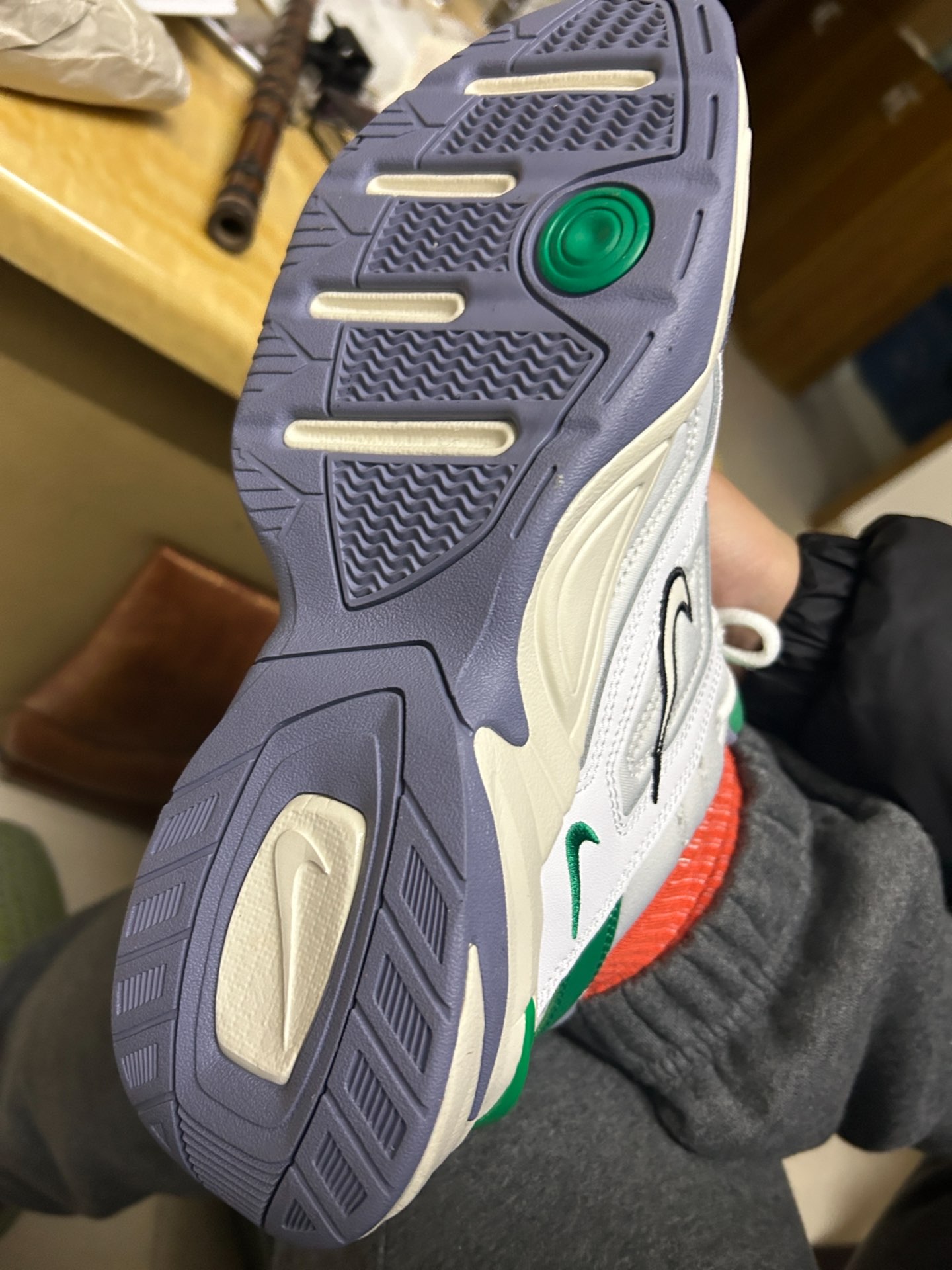 custom review-Nike M2K Tekno Low Топ Толстая подошва Кроссовки Унисекс Серый Зеленый