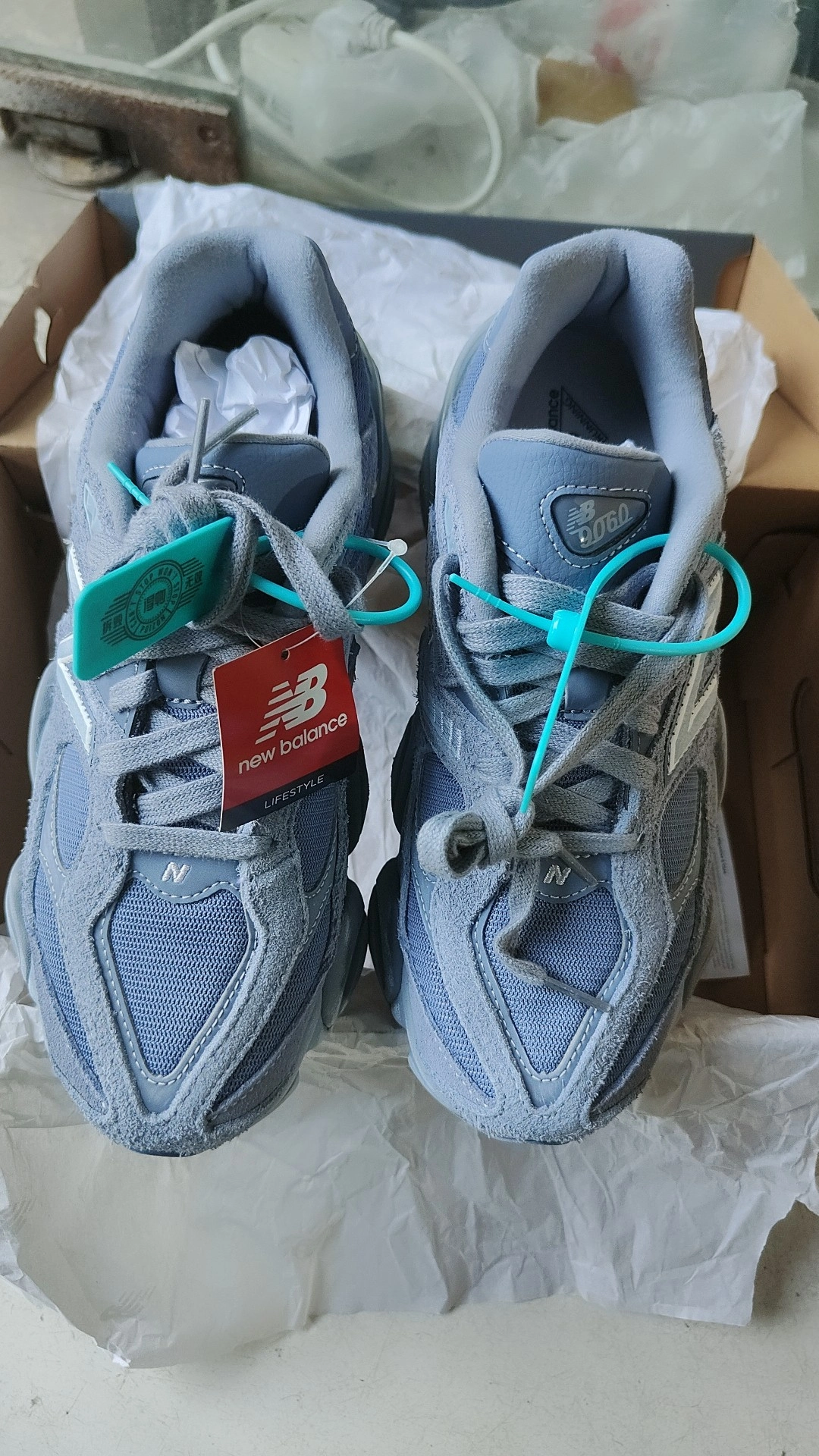 custom review-New Balance NB 9060 Амортизация Устойчивость к истиранию Дышащая поддержка Низкий верх Повседневная обувь Унисекс Серый Фиолетовый