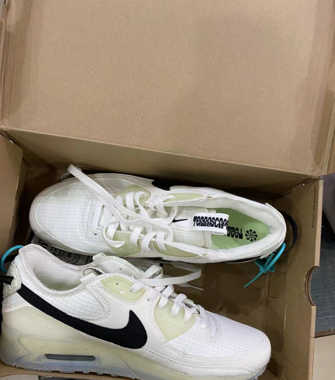 custom review-Nike Air Max 90 Устойчивый к истиранию Низкий Топ Повседневные Беговые кроссовки Унисекс Экрю Переработанный материал