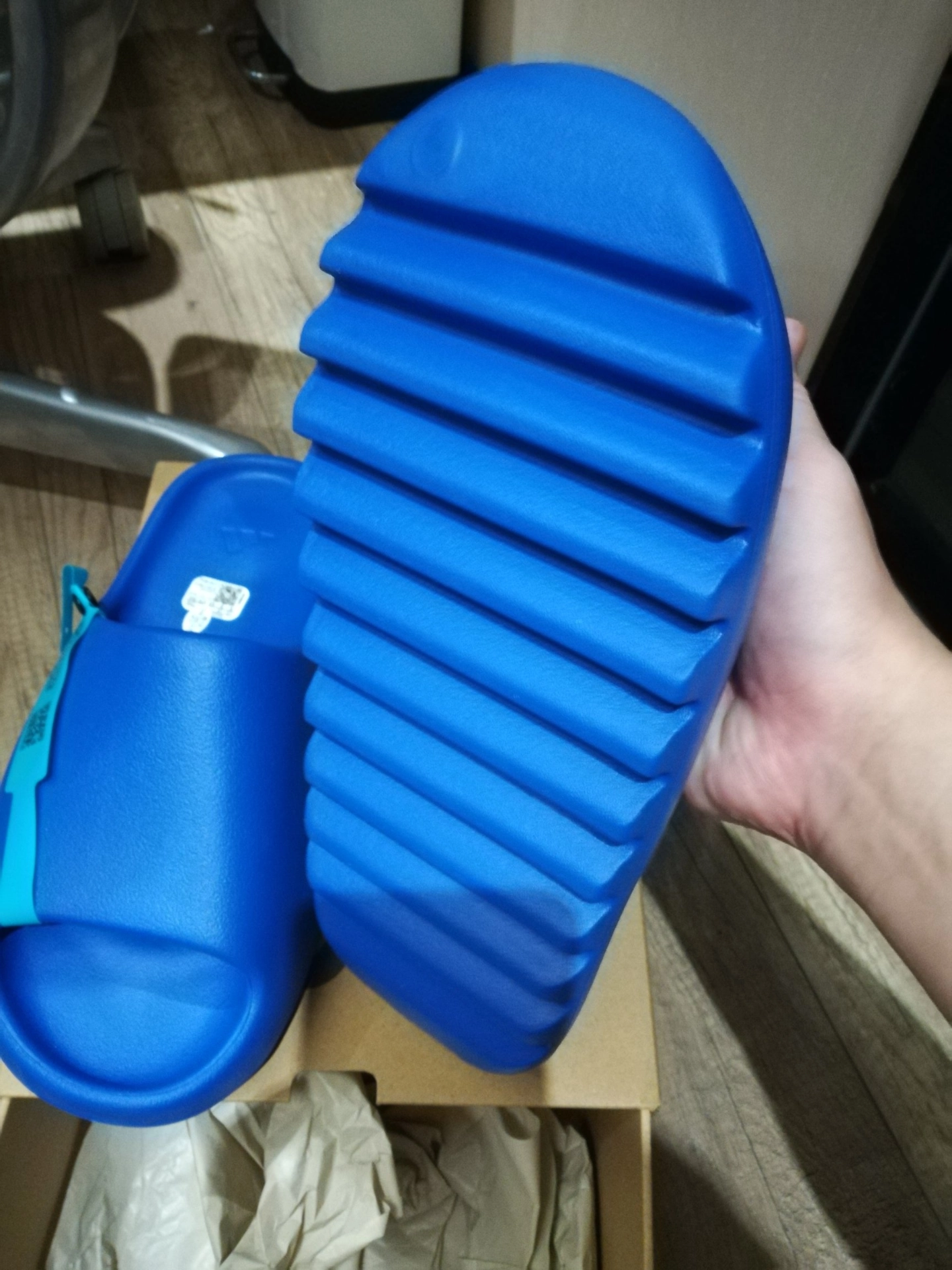 custom review-Adidas Originals Yeezy Slide ЭВА Антибактериальные Слипоны Унисекс Синий