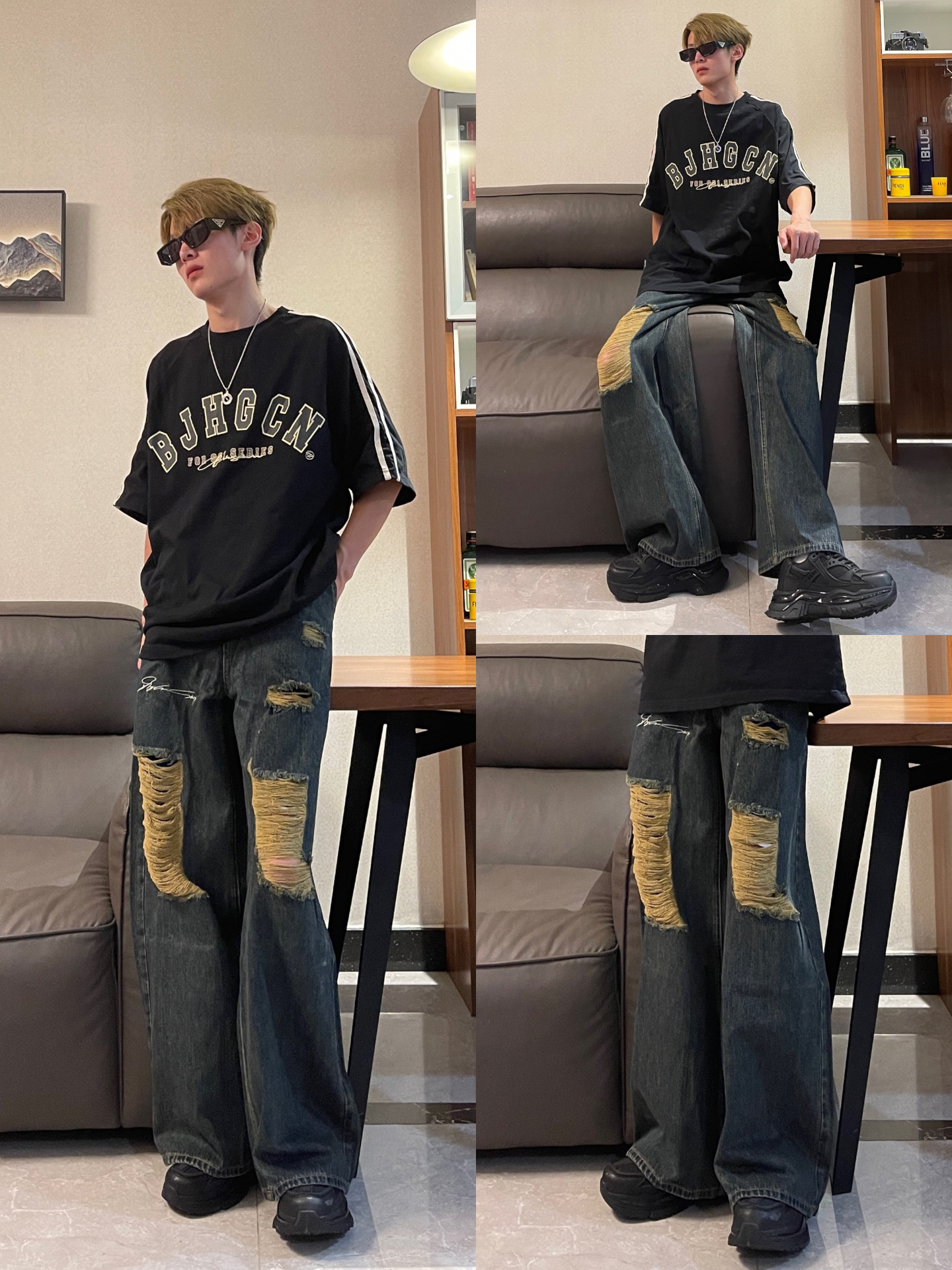 ootd 潮男必备的复古风阔腿牛仔裤