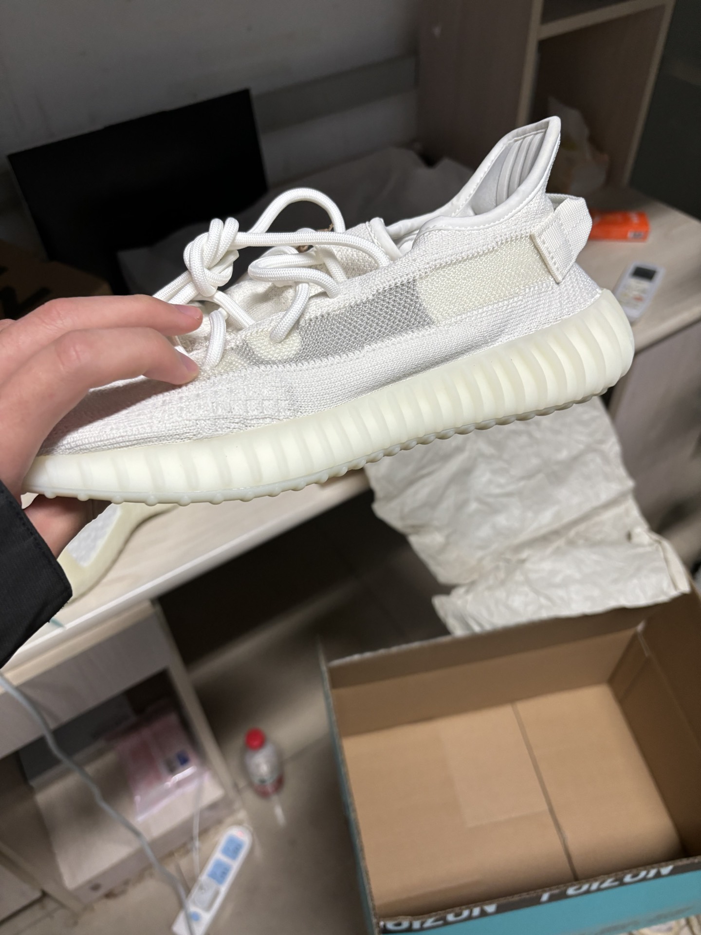custom review-Adidas Originals Yeezy Boost 350 V2 Ice Cream Bone Устойчивый к истиранию Низкий Топ Повседневная Обувь Унисекс Белый