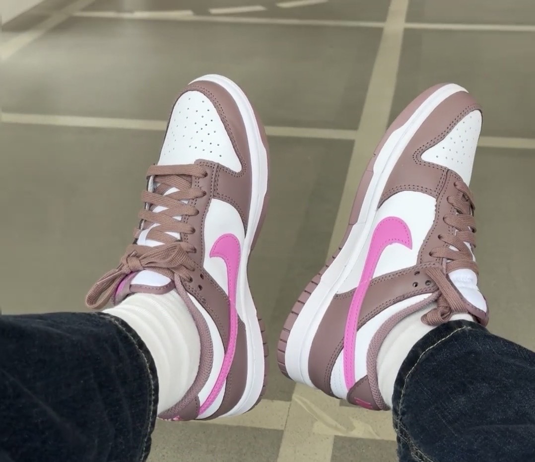 custom review-Nike Dunk Slip-on Resistant Low Top Скейтборд Кроссовки Женские Коричневый Белый Розовый