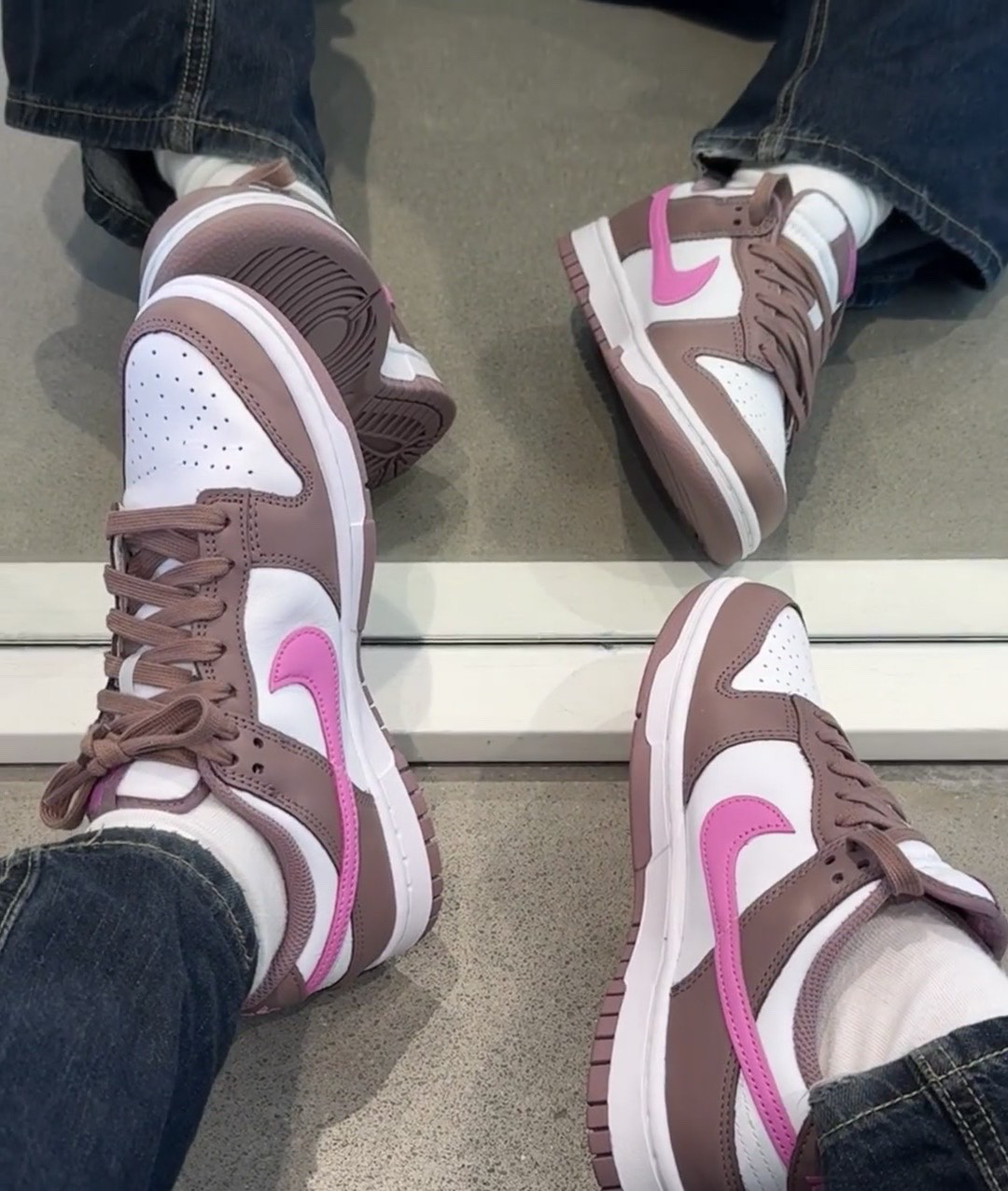 custom review-Nike Dunk Slip-on Resistant Low Top Скейтборд Кроссовки Женские Коричневый Белый Розовый