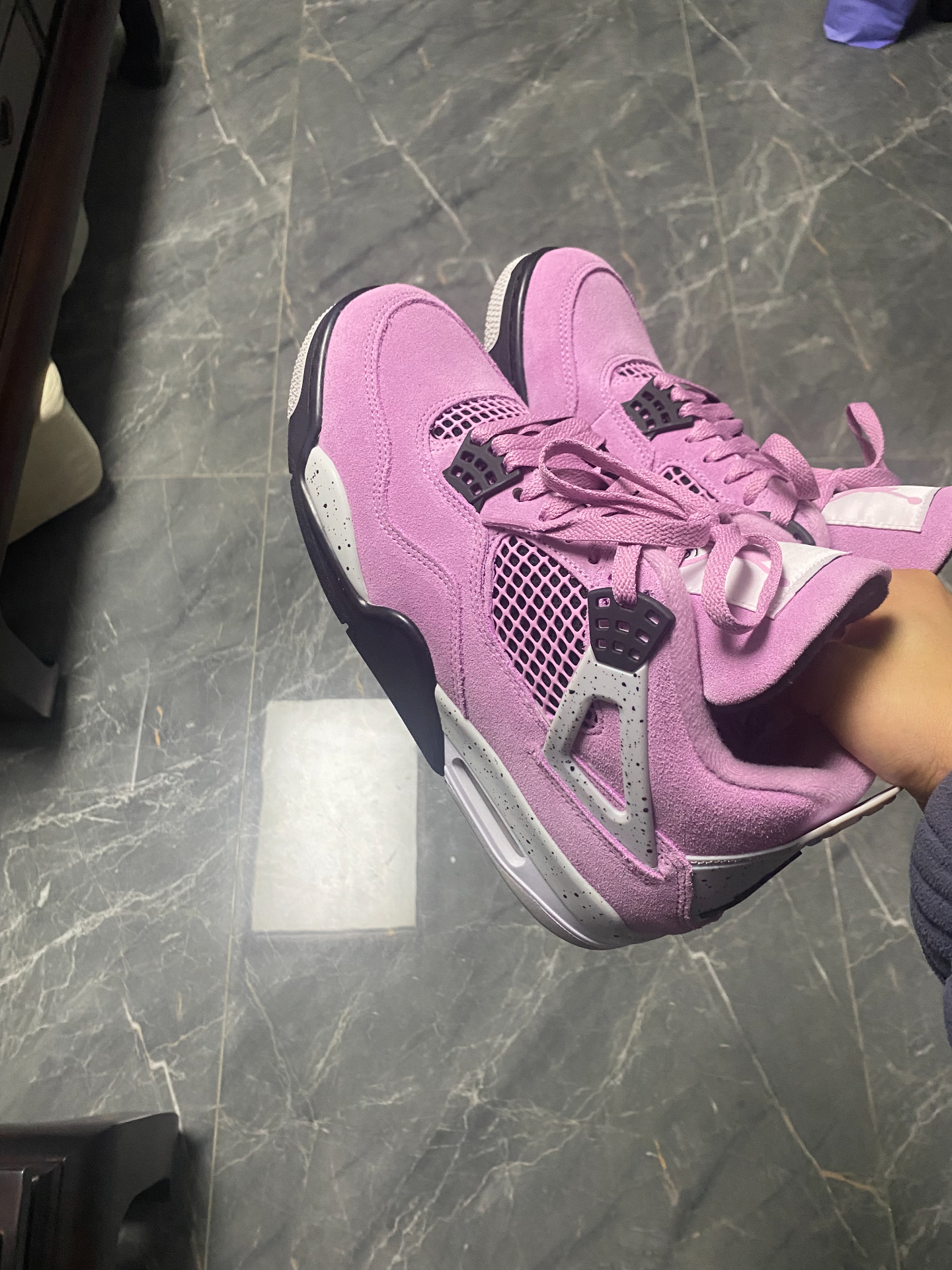 custom review-Jordan Air Джордан 4 'Орхидея' Устойчивый к истиранию MID Топ Винтажные баскетбольные кроссовки Женские Розовый Черный