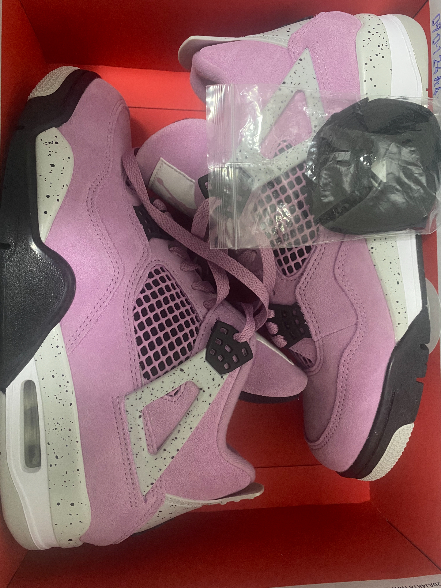 custom review-Jordan Air Джордан 4 'Орхидея' Устойчивый к истиранию MID Топ Винтажные баскетбольные кроссовки Женские Розовый Черный