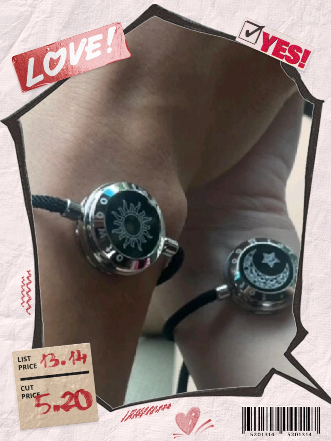 totwoo异地恋心有灵犀情侣手链一对 震动感应手环送女朋友七夕礼物