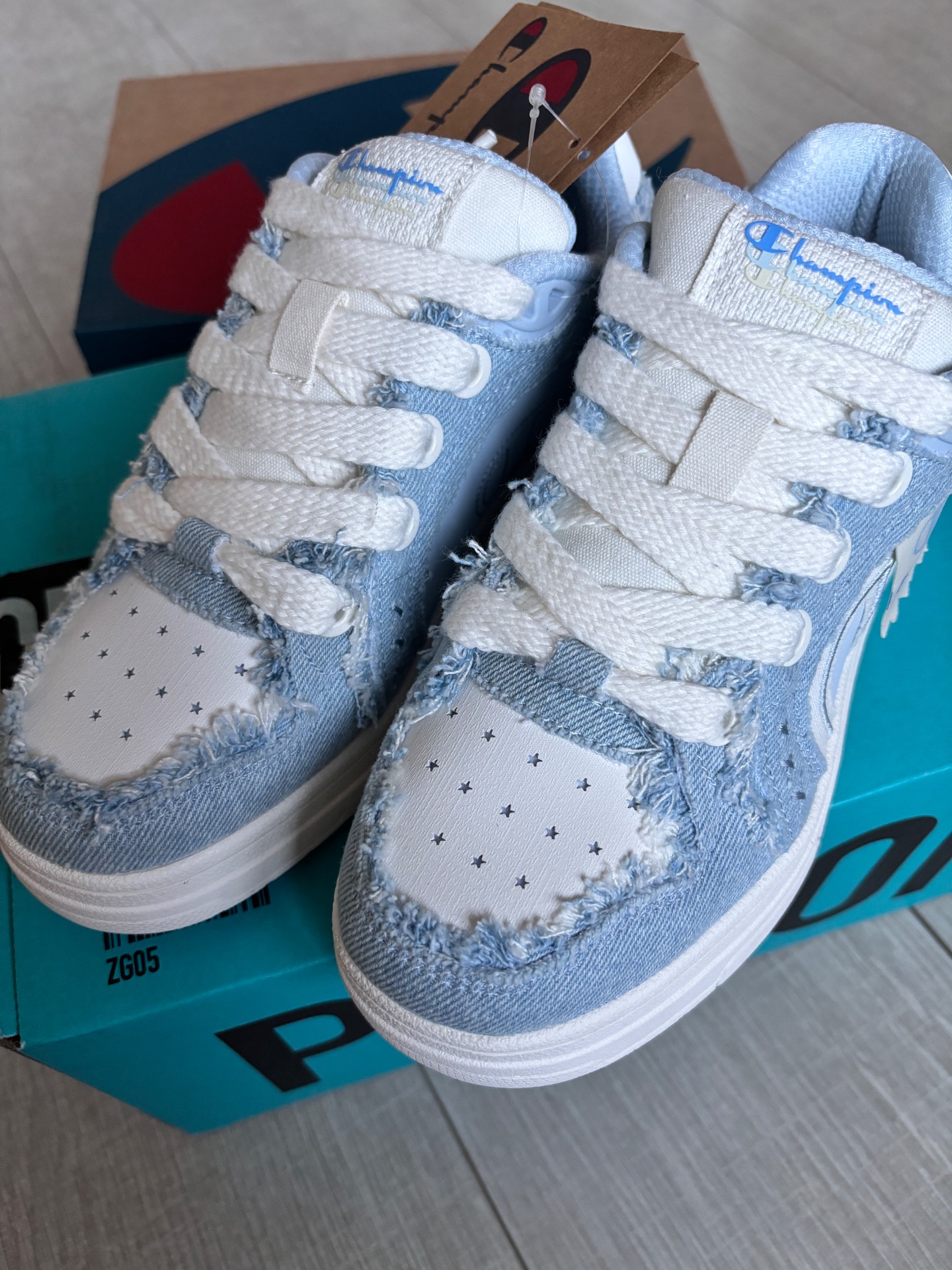 custom review-Champion Low Top Скейтборд Кроссовки Unisex Light Blue