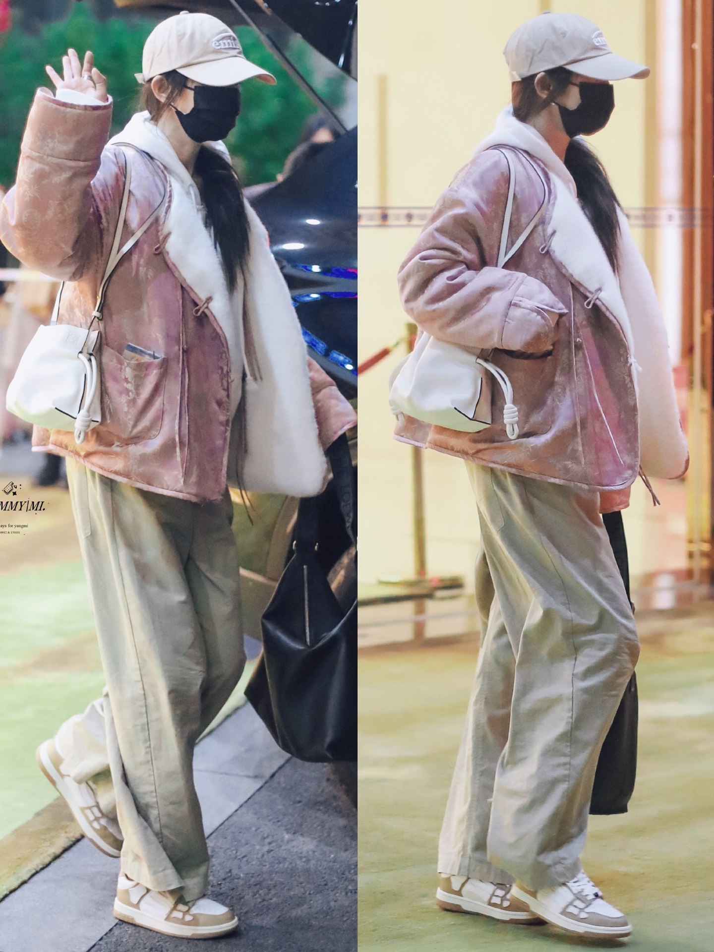 杨幂机场私服穿搭,又一件清新的新中式外套!