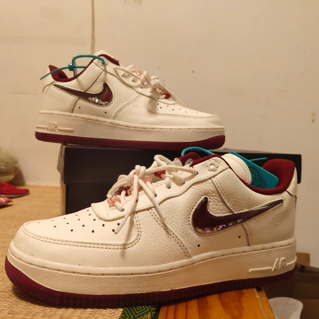 custom review-Nike Air FORCE 1 'VALENTINE Day' Низкие Скейтборд Кроссовки Женские Белый Красный Белый Розовый