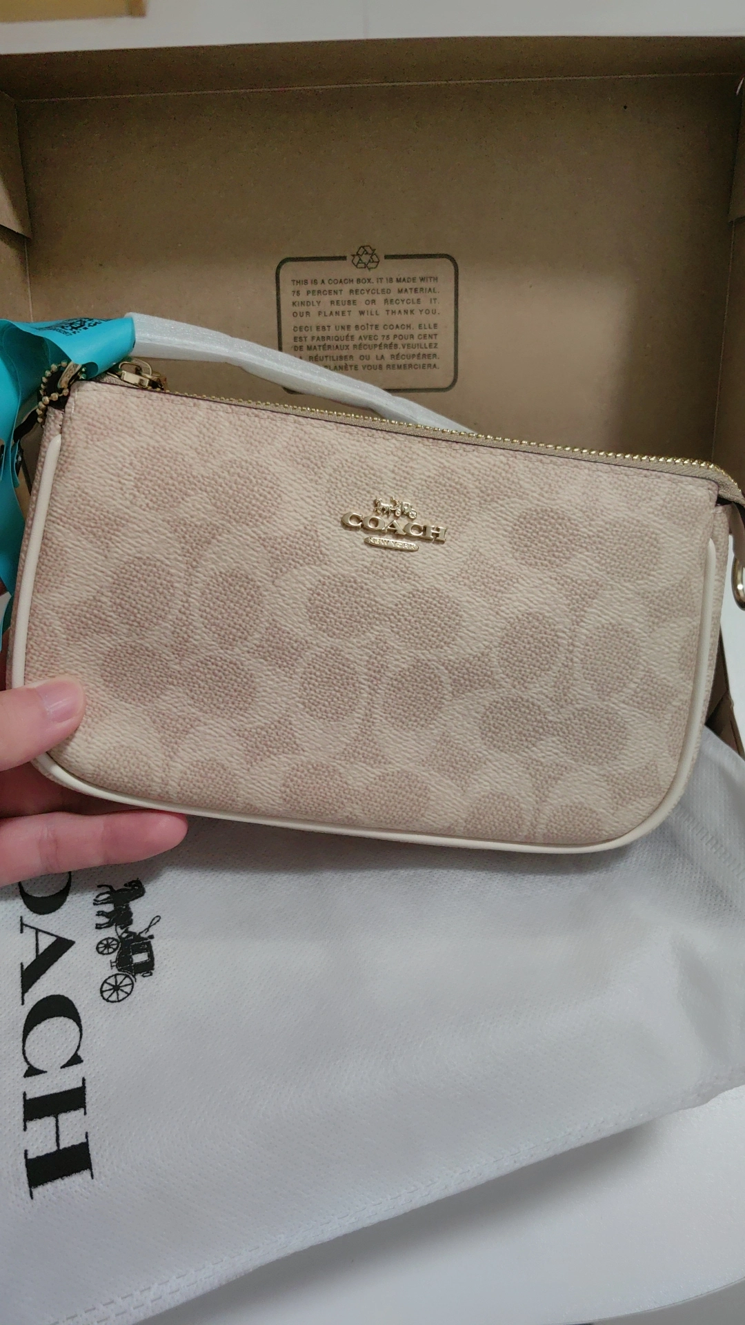 custom review-COACH Nolita Покрытый холст Одно плечо Сумка Маленькая Женская Песочный Мел Белый