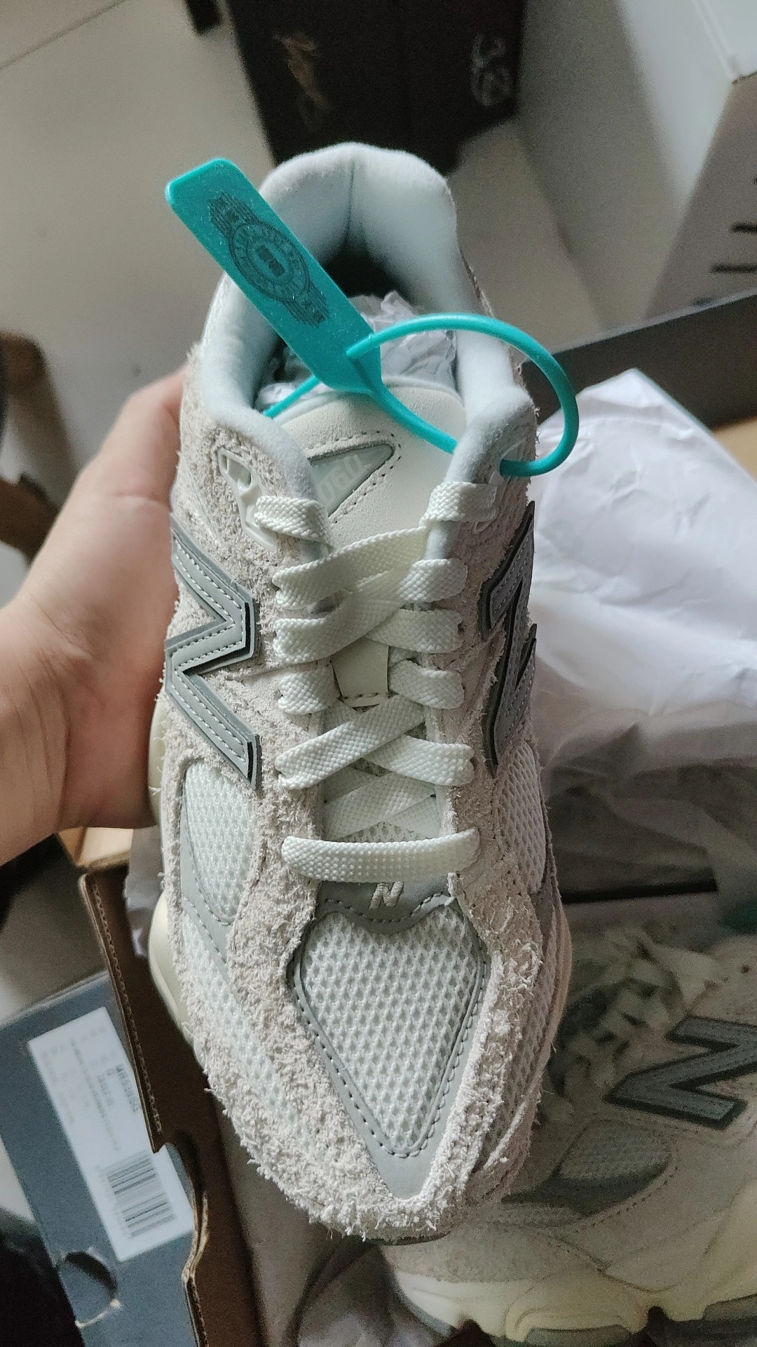 custom review-New Balance NB 9060 'Белый GREY' Амортизация Износостойкий Низкий Топ Повседневная Обувь Унисекс Белый Серый