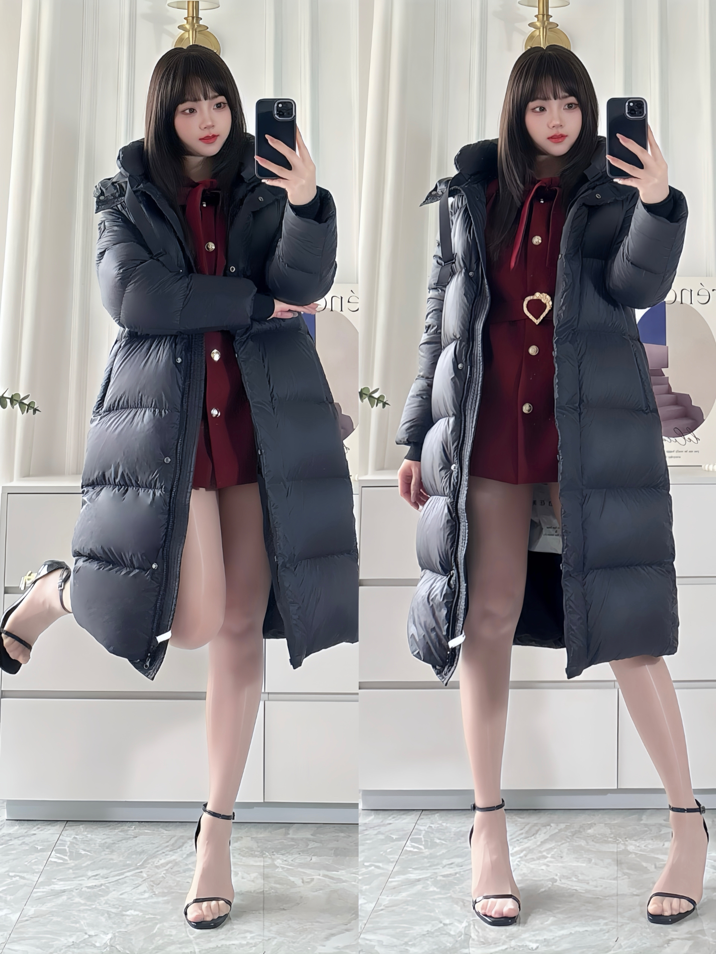 空乘系学姐在穿的长款羽绒服