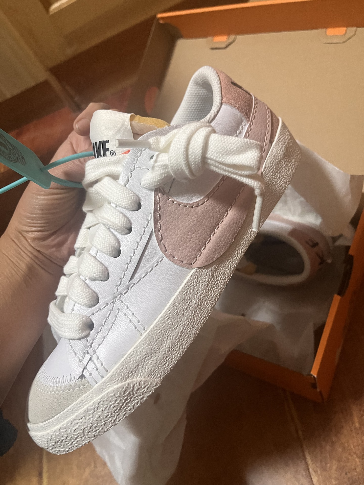 custom review-Nike Blazer Low Топ Скейтборд Кроссовки Женские Белые Розовые