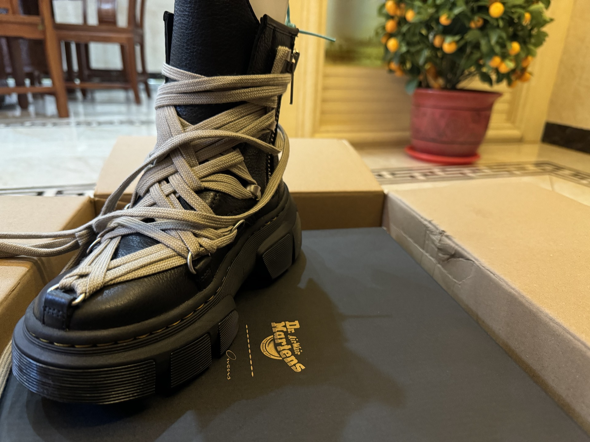 custom review-Dr.Martens X Rick Owens 1460 Dmxl Megalace 'Black'