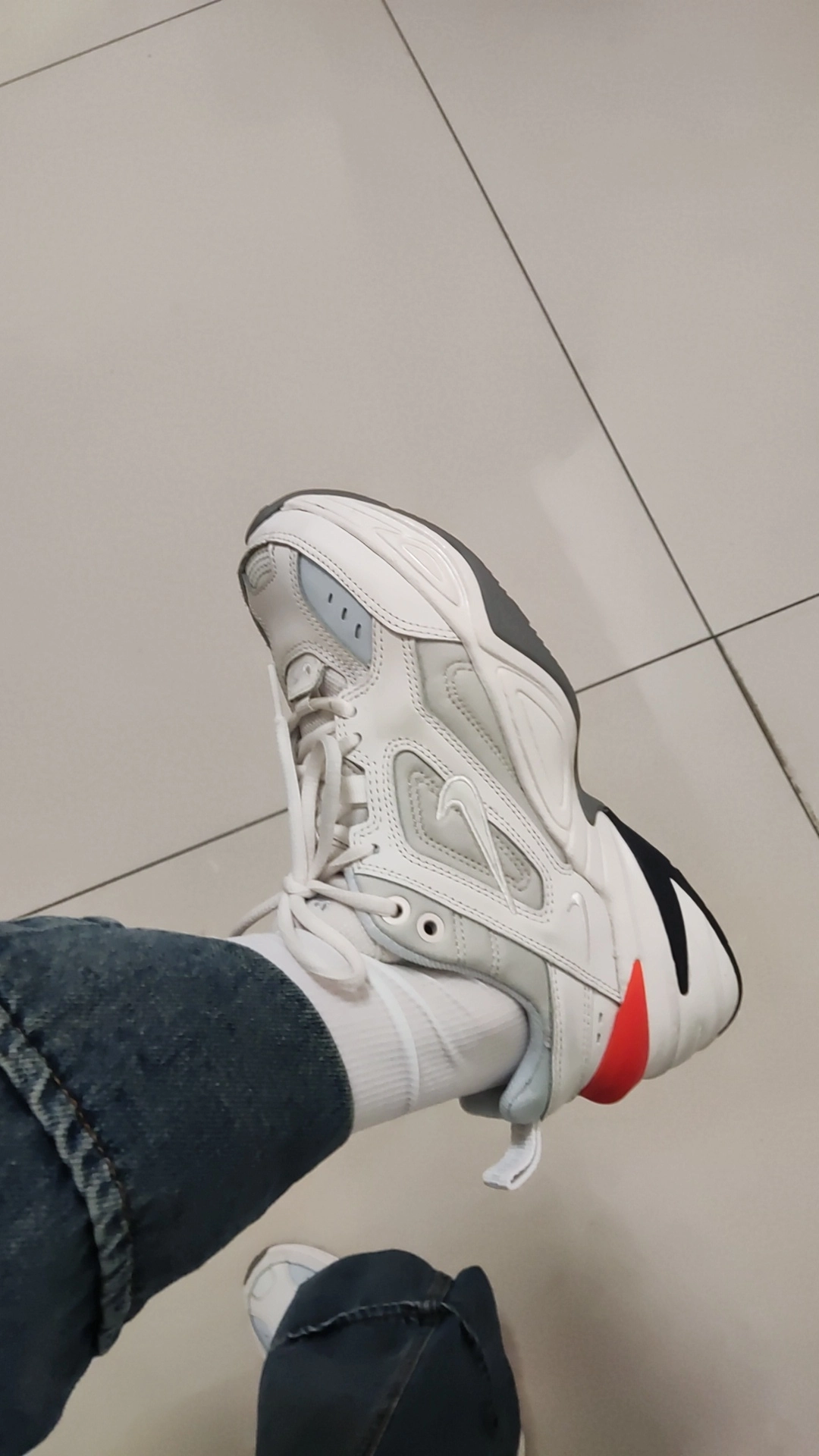 custom review-Nike M2K Tekno Low Топ Толстоподошвенные кроссовки Женские Белые Апельсиновые