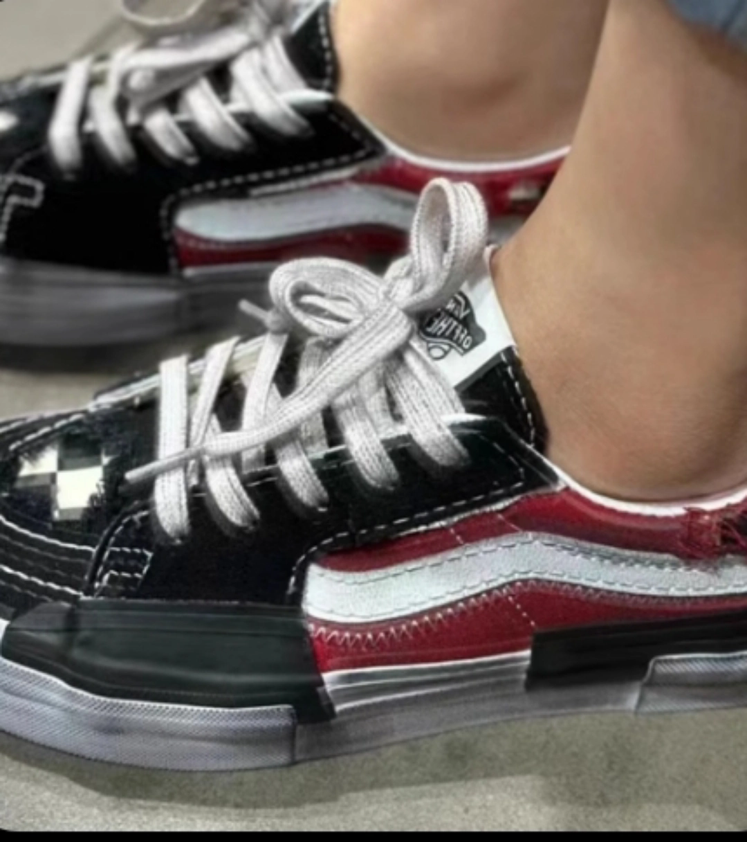 custom review-VANS SK8 LOW Reconstruct Low Топ Скейтборд Кроссовки Унисекс Черный Красный