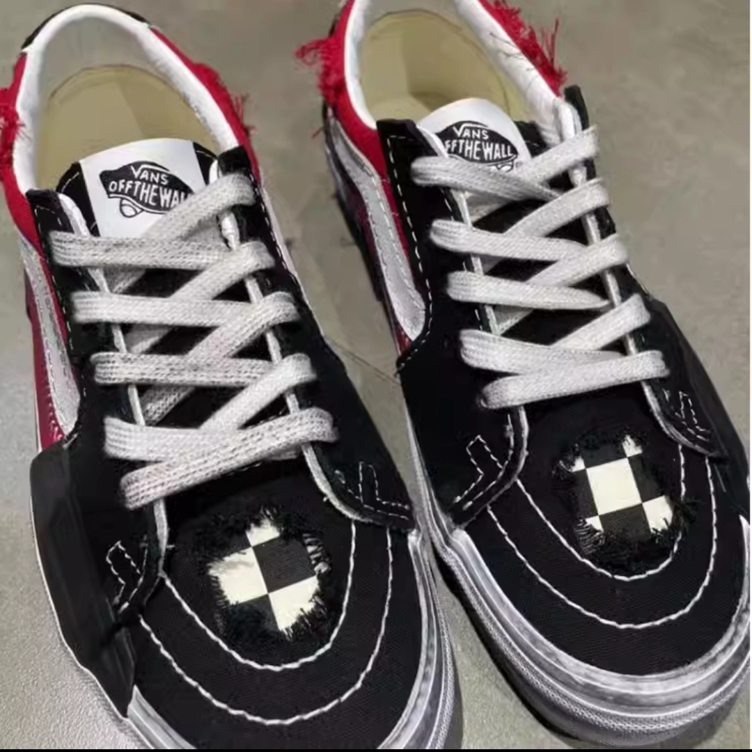 custom review-VANS SK8 LOW Reconstruct Low Топ Скейтборд Кроссовки Унисекс Черный Красный