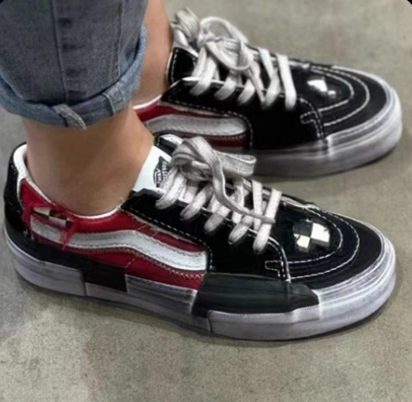 custom review-VANS SK8 LOW Reconstruct Low Топ Скейтборд Кроссовки Унисекс Черный Красный